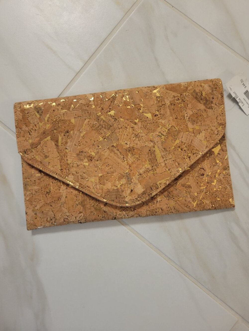 Gold Fleck Cork Envelope Clutch Crossbody Bag NWT